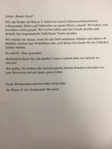 Brief an den Förderverein