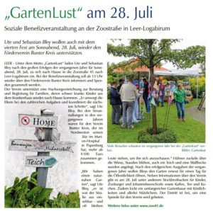 Gartenlust Bericht Ferienzeitung OZ-GA 2018